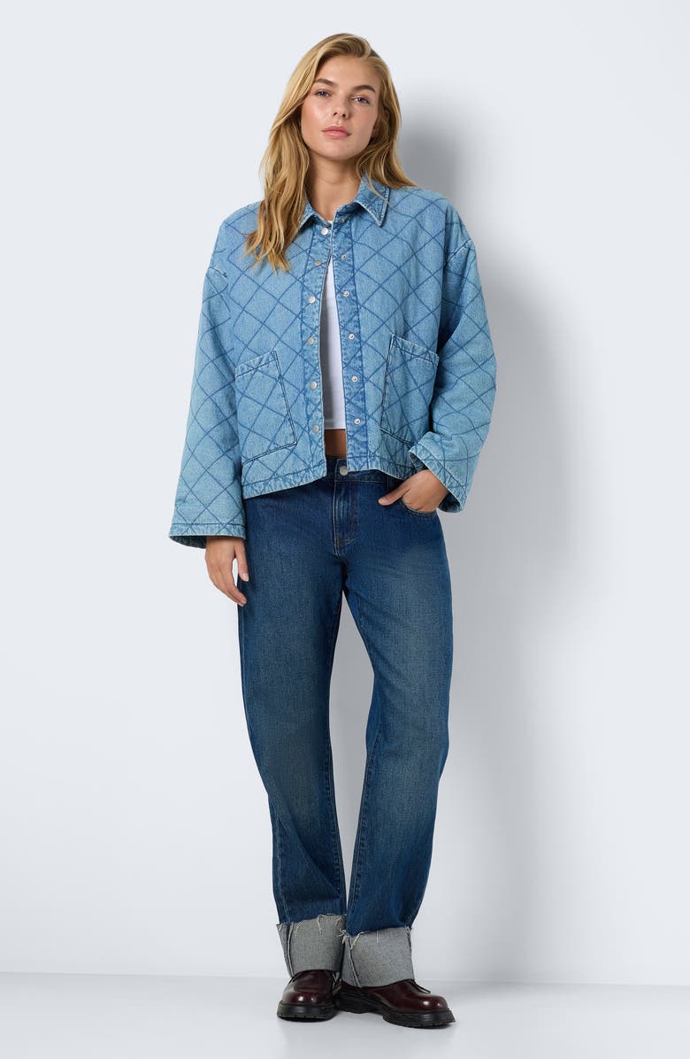 Noisy may Clara Quilted Denim Jacket, Alternate, color, Light Blue Denim