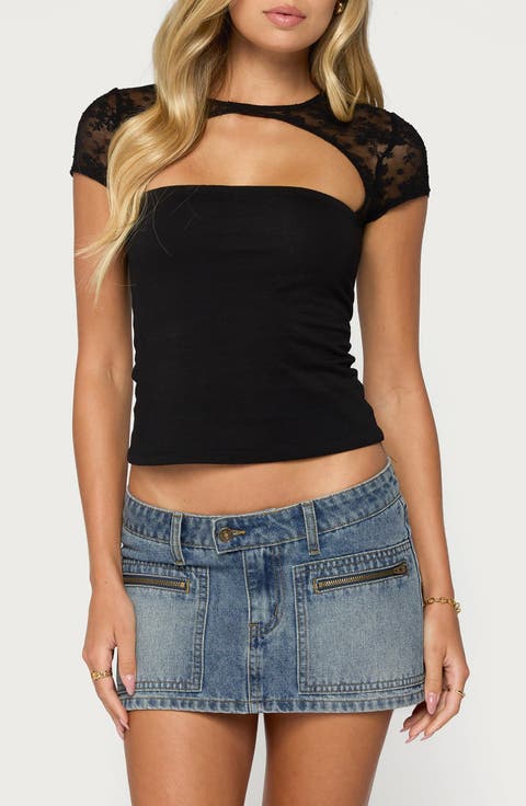 Celesh Lacey Cutout Top