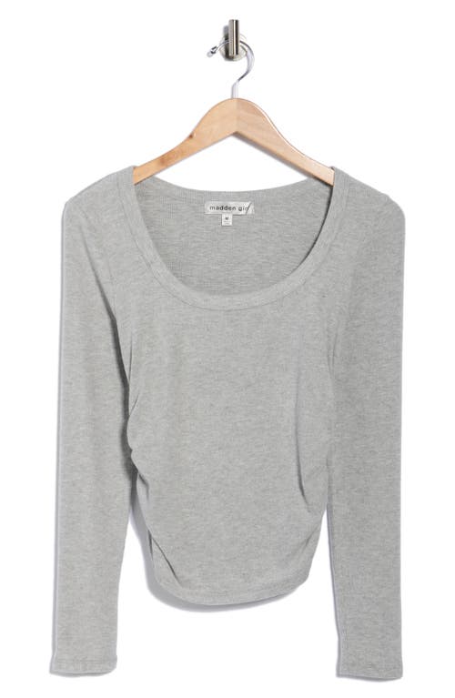 Madden Girl Long Sleeve Side Ruched Top In Gray