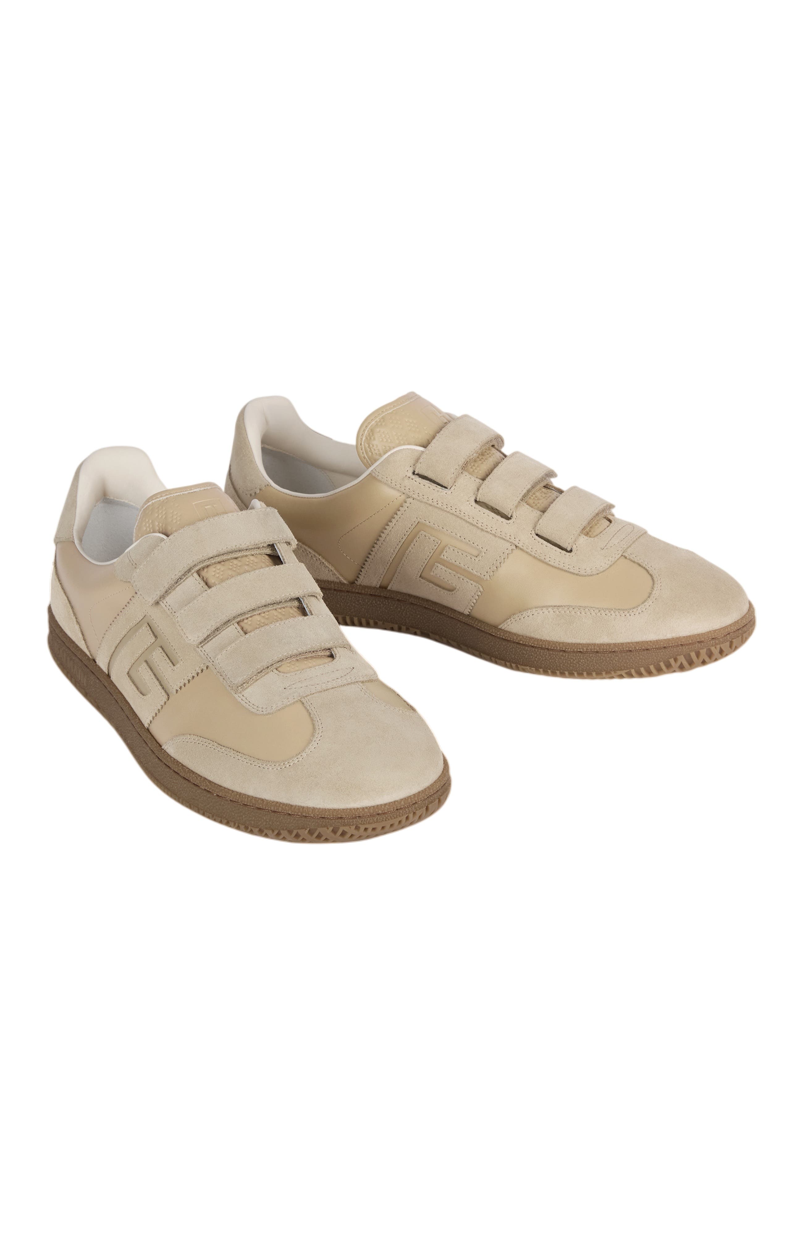 Swan trainers in smooth leather and suede, Alternate, color, beige