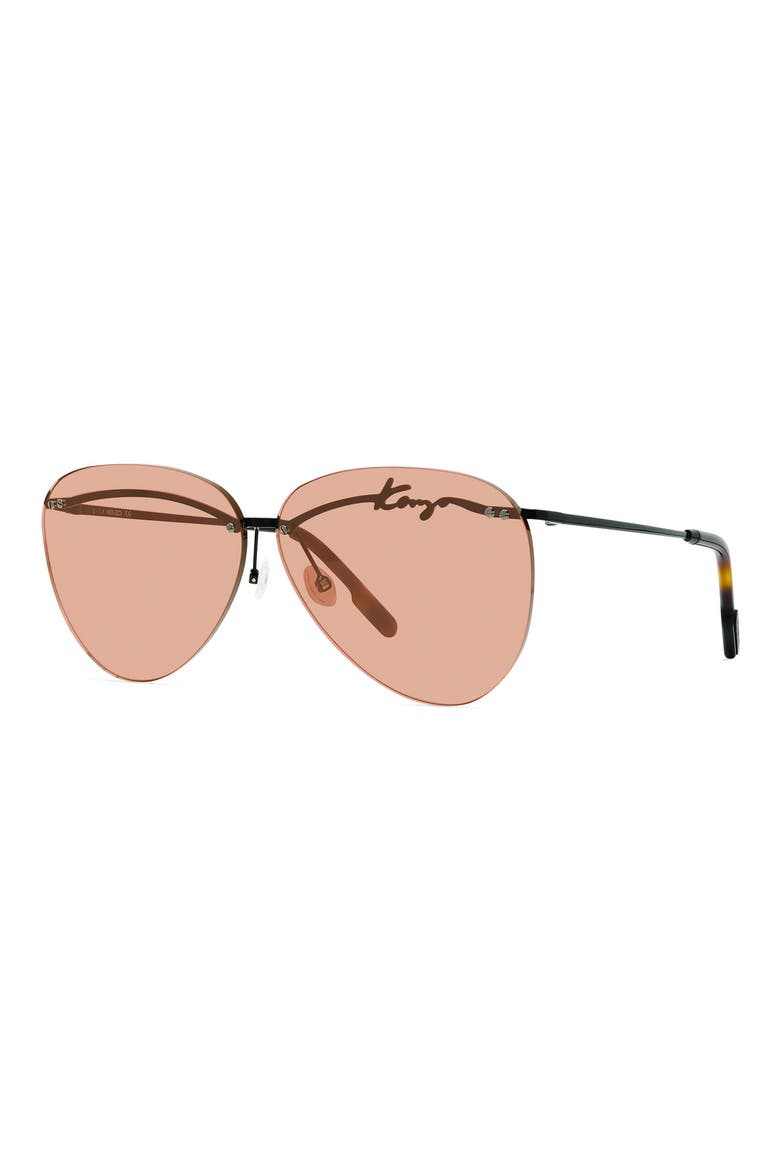66mm Pilot Sunglasses, Alternate, color, SHINY BLACK/BROWN