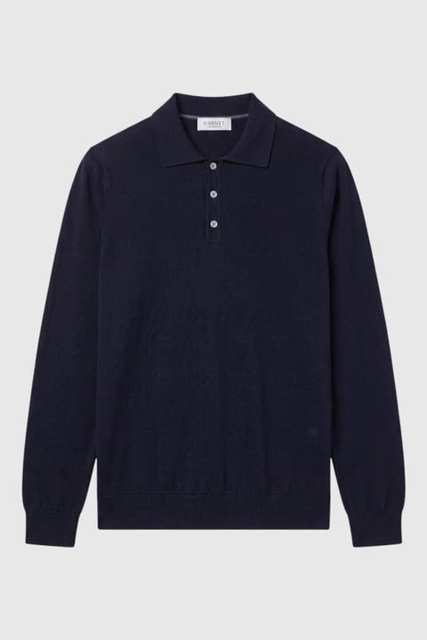Men's Wool Solid Polo Sweater