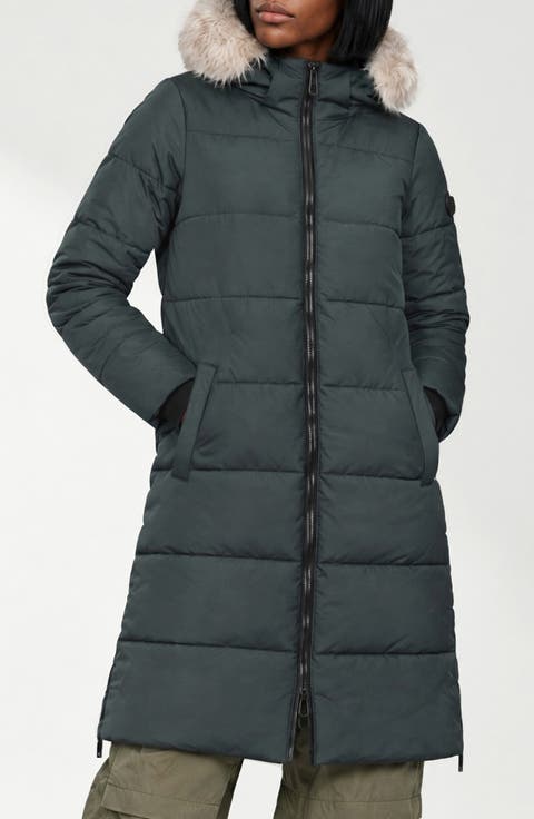 Winter Long Parka with Faux Fur Trim