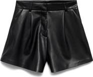 MANGO Pleat Front Faux Leather Shorts