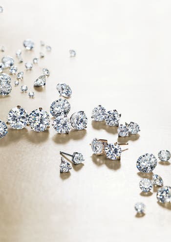 Nordstrom Cubic Zirconia Stud Earrings 2ct. in Clear Gold Round at Nordstrom