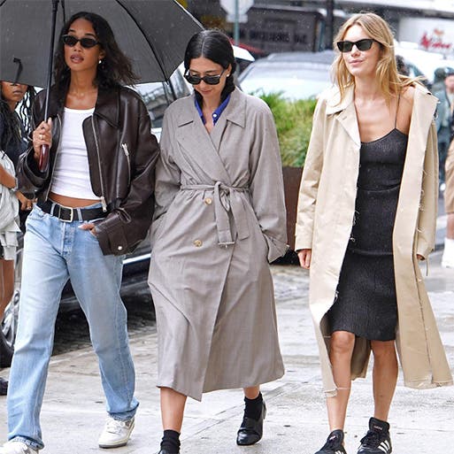 A street-style image of women wearing different coat styles.