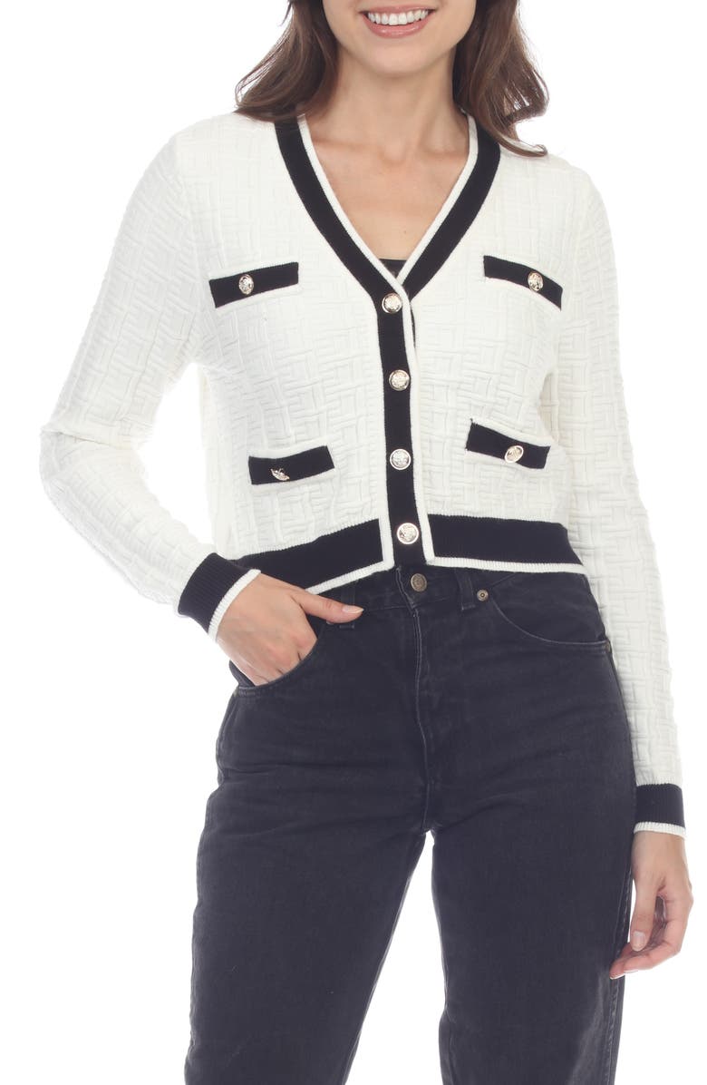 RAIN AND ROSE Textured Tipped Cardigan Sweater, Main, color, 