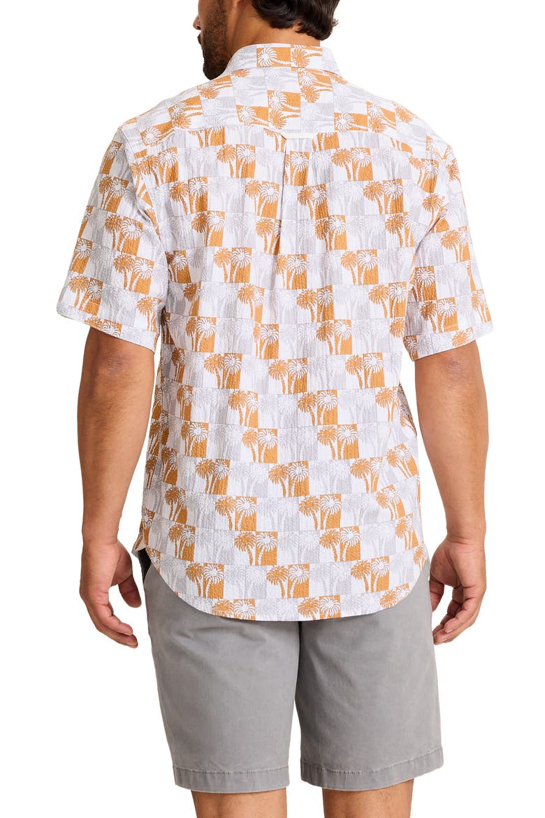 Nova Wave Sunnyside Palms Short Sleeve Seersucker Button-Up Shirt, Alternate, color, DARK ANTIQUE GOLD