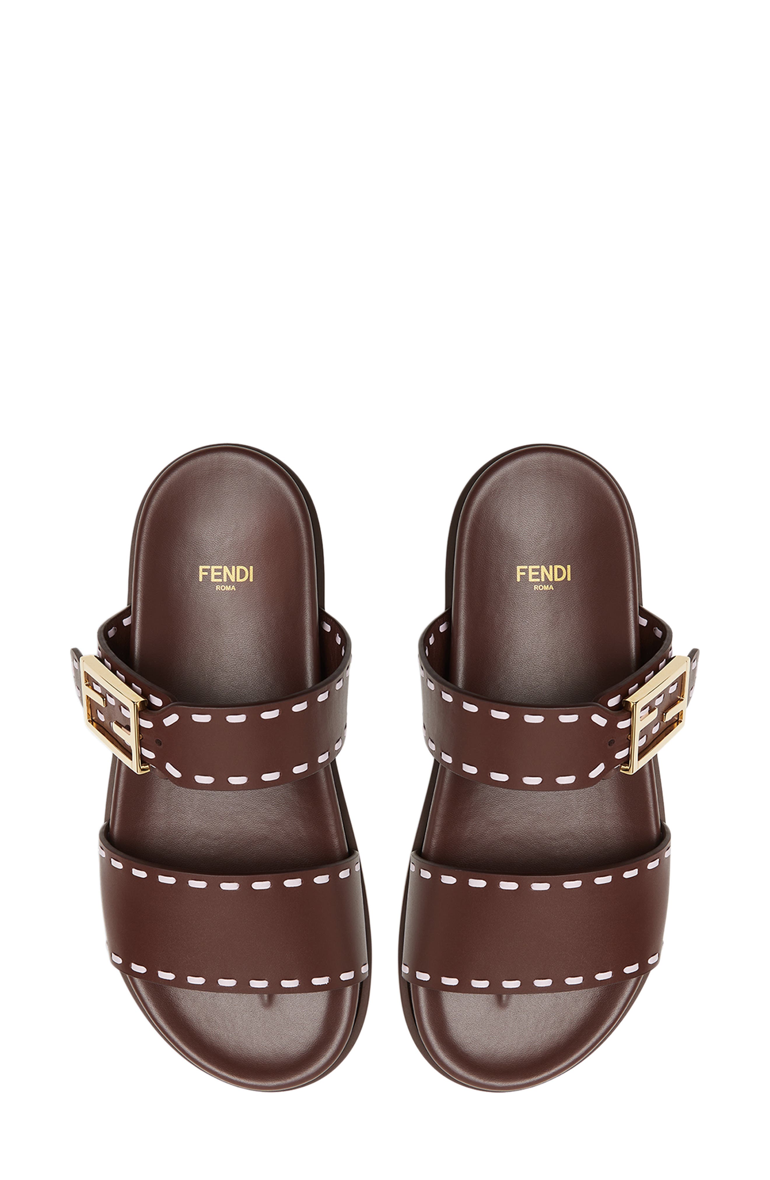 Fendi 'Fendi Feel Slide Sandal, Alternate, color, Mahogany Anemone
