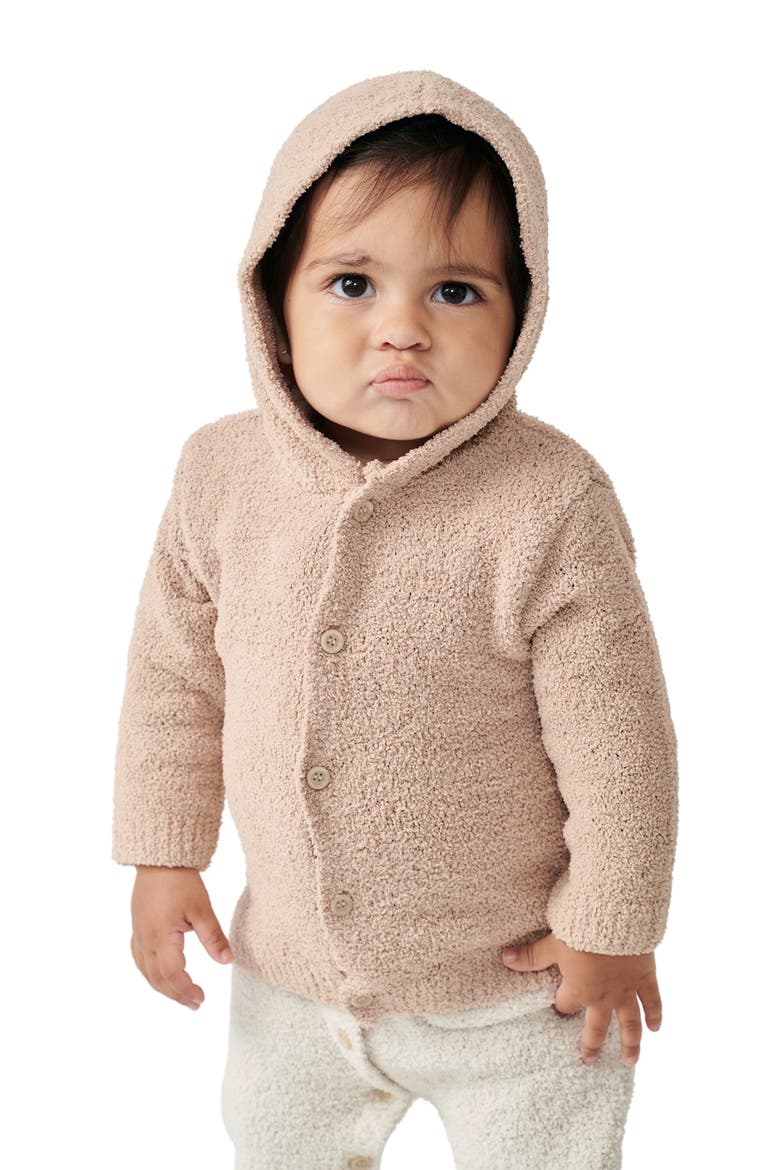 Fuzzy Hooded Cardigan, Alternate, color, PECAN