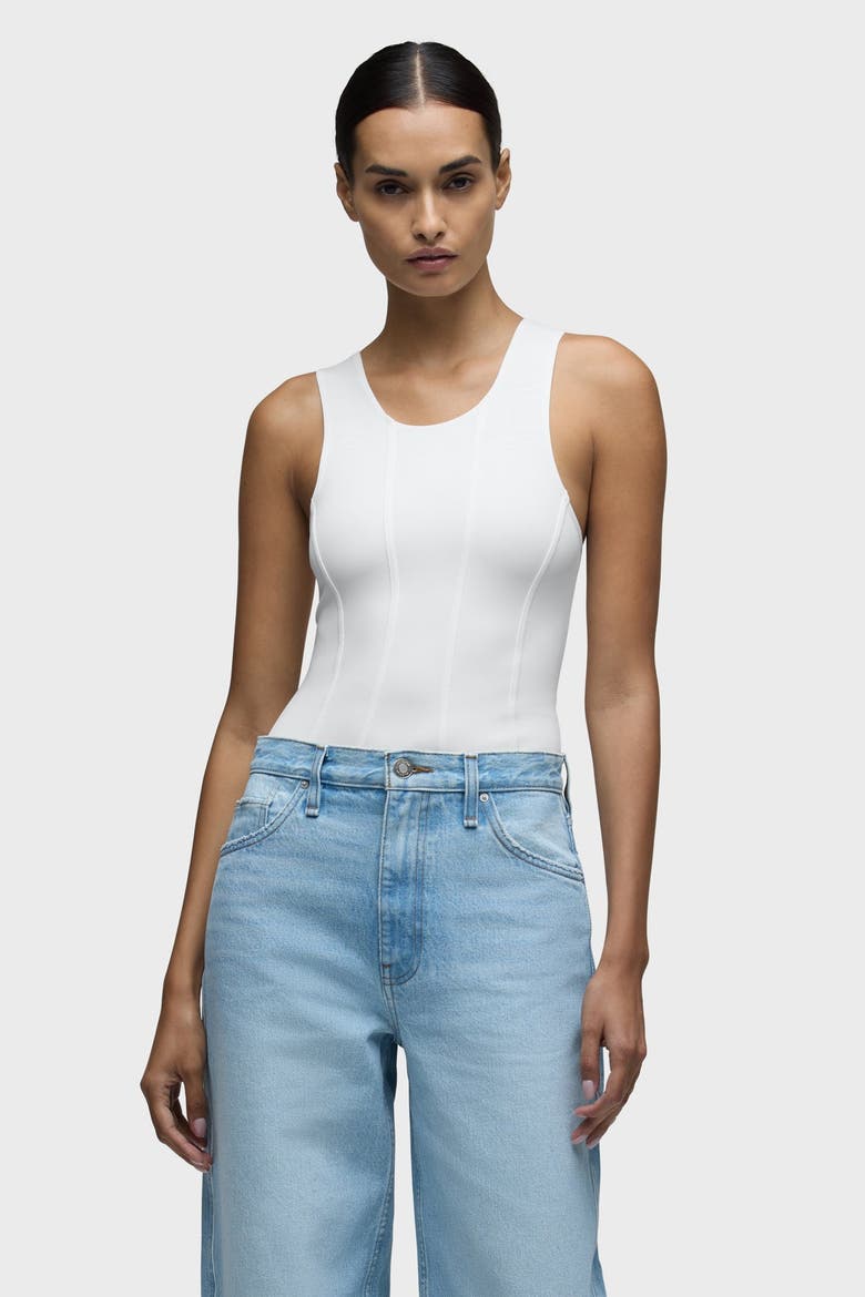 Scoop Neck Bodysuit, Alternate, color, White