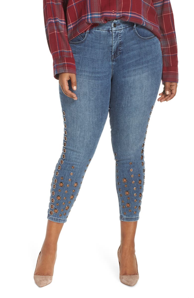 YSJ Grommet Ankle Skinny Jeans, Main, color, 