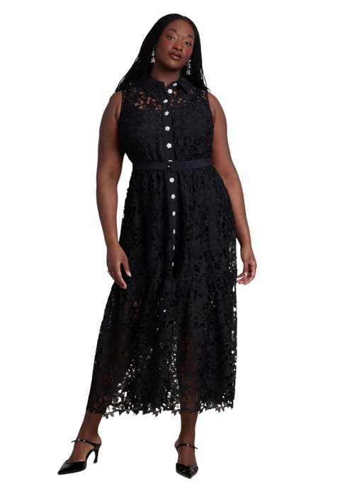 Lace Dress With Buttons & Collar (plus)