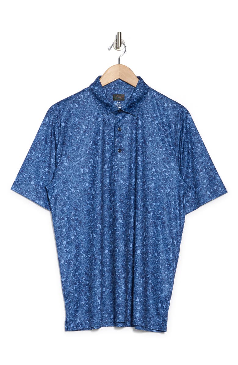 Greg Norman Marble Shark Performance Knit Polo, Alternate, color, Navy