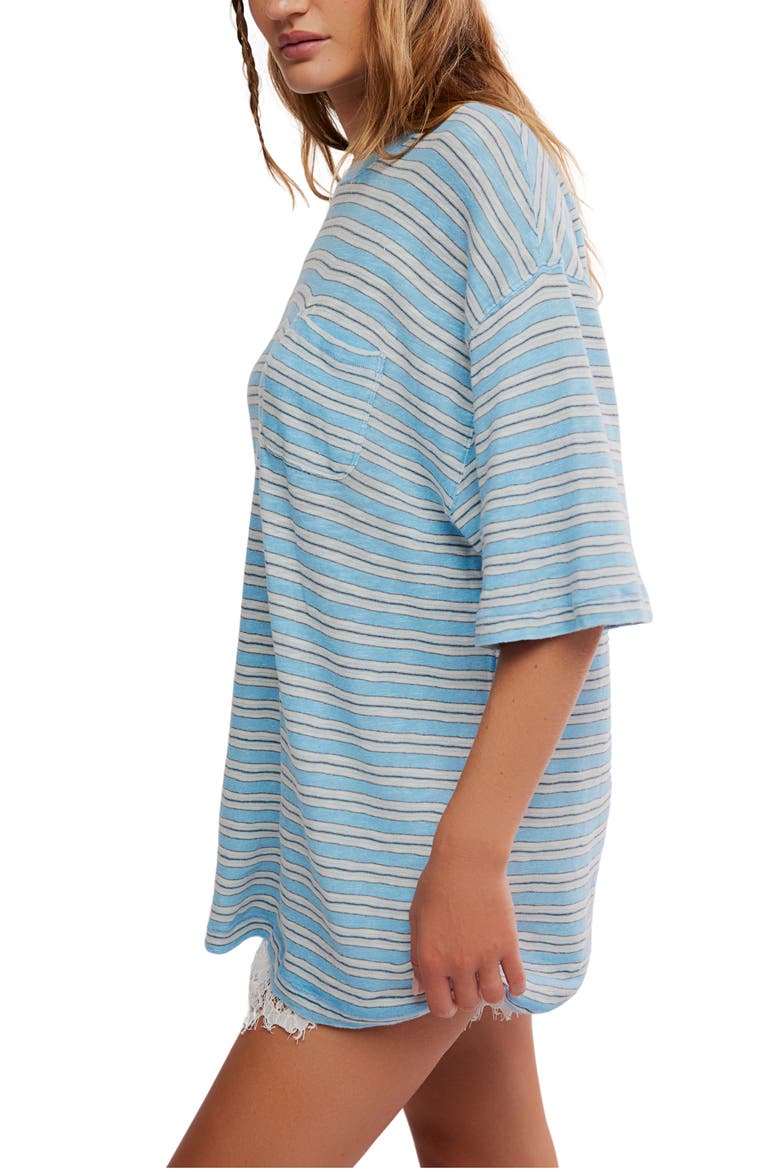 Allover Stripe Cotton T-Shirt, Alternate, color, BLISSFUL BLUE COMBO
