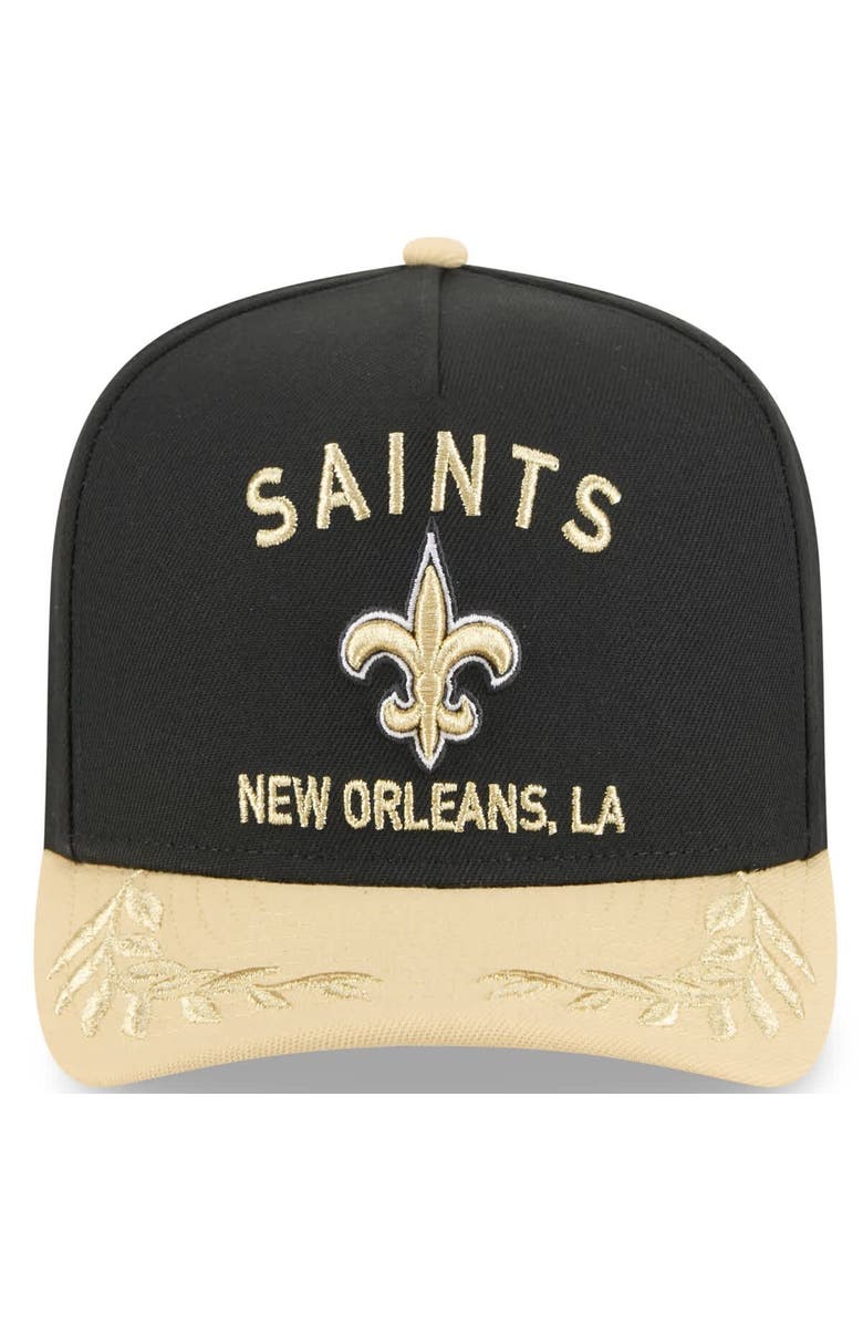 New Era Men's New Era Black/Gold New Orleans Saints 2025 NFL Draft A-Frame 9FIFTY Snapback Hat, Alternate, color,