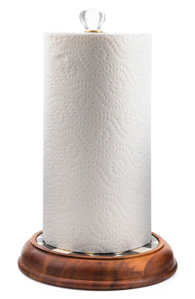 MACKENZIE CHILDS Courtly Check Wood Paper Towel Holder, Alternate, color, Black/ White