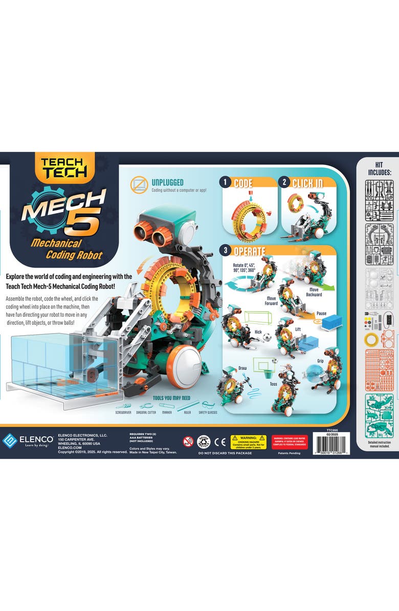 Teach Tech Mech 5 Mechanical Coding Robot, Alternate, color, Multicolored