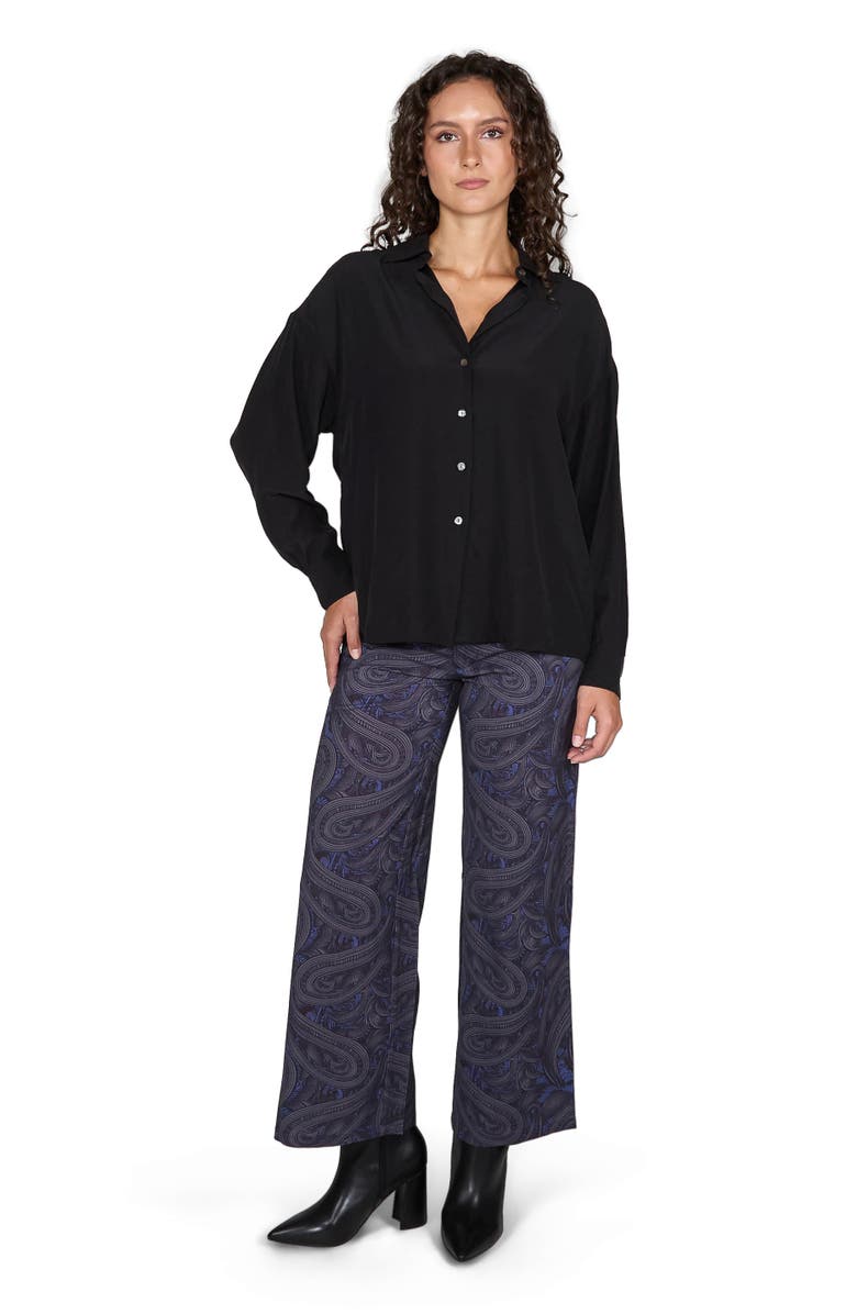 Lords of Harlech Sophie Silk Oversized Blouse, Alternate, color, Black