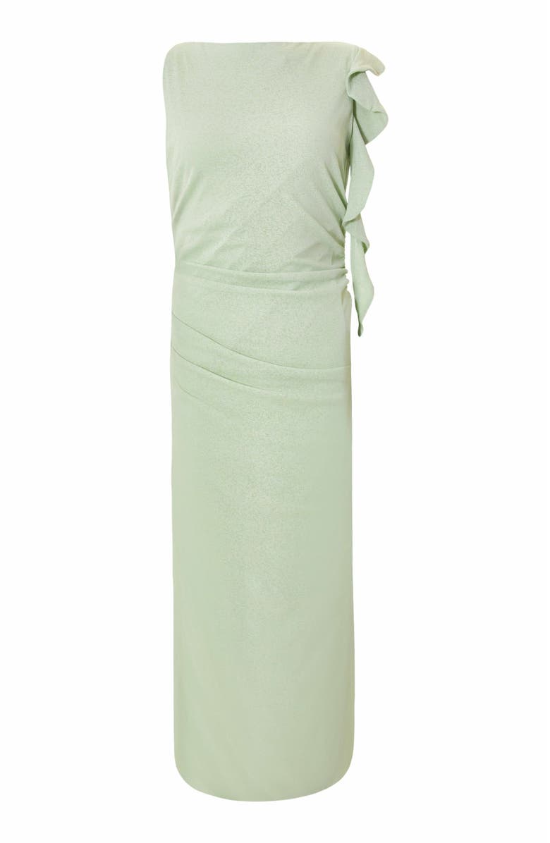 QUIZ Jersey Frill Detail Midi Dress, Alternate, color, Sage