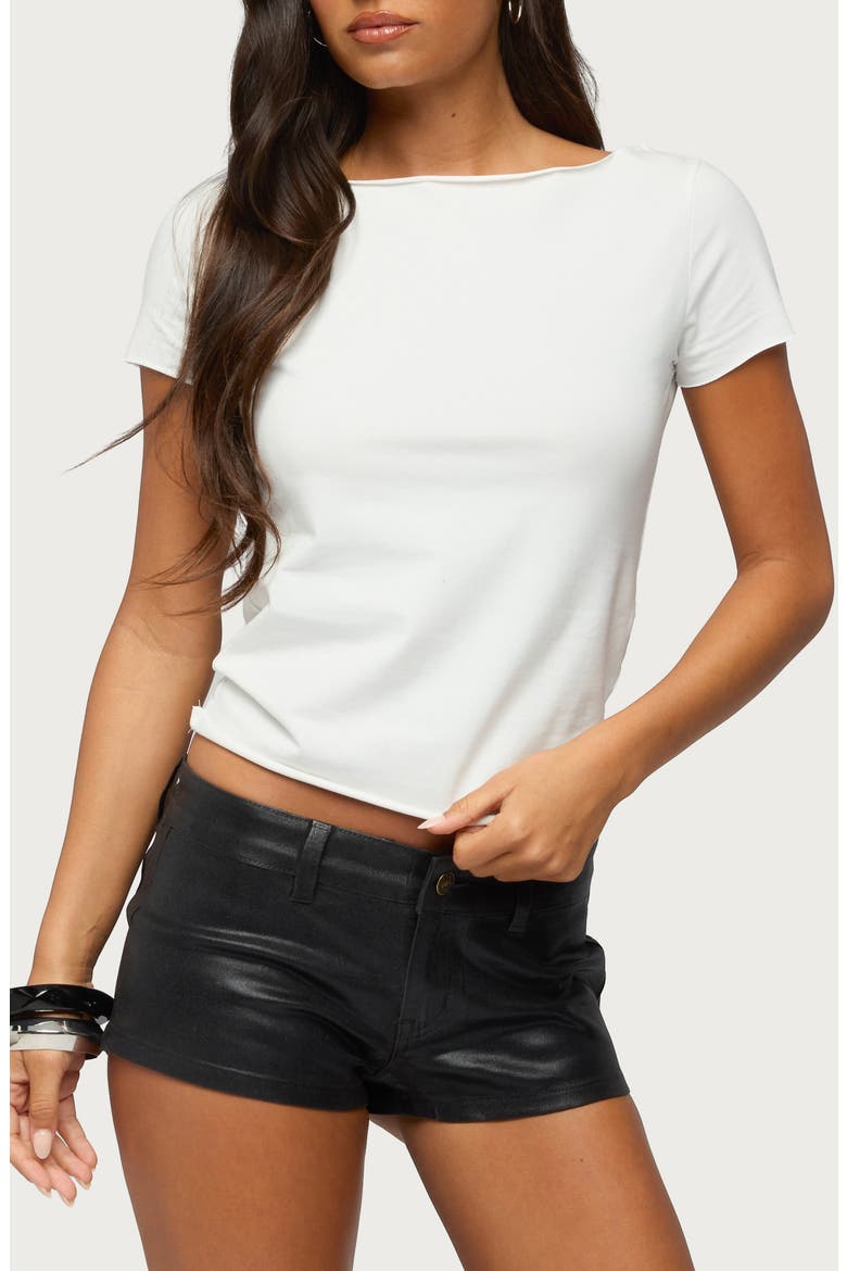 Rea Shredded Back T-Shirt, Main, color, WHITE-AND-BLACK