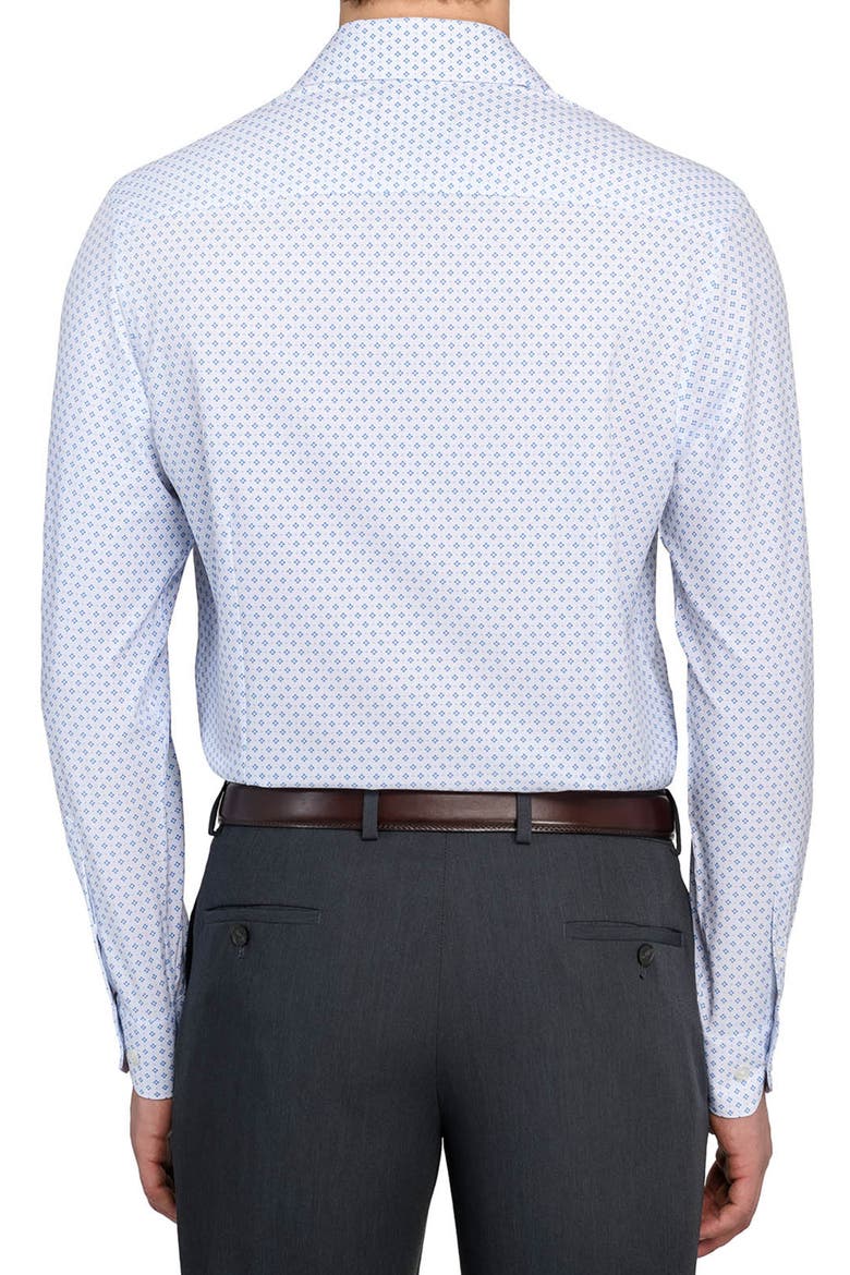 Regular Fit Dash Print Performance Dress Shirt, Alternate, color, WHITE/ BLUE