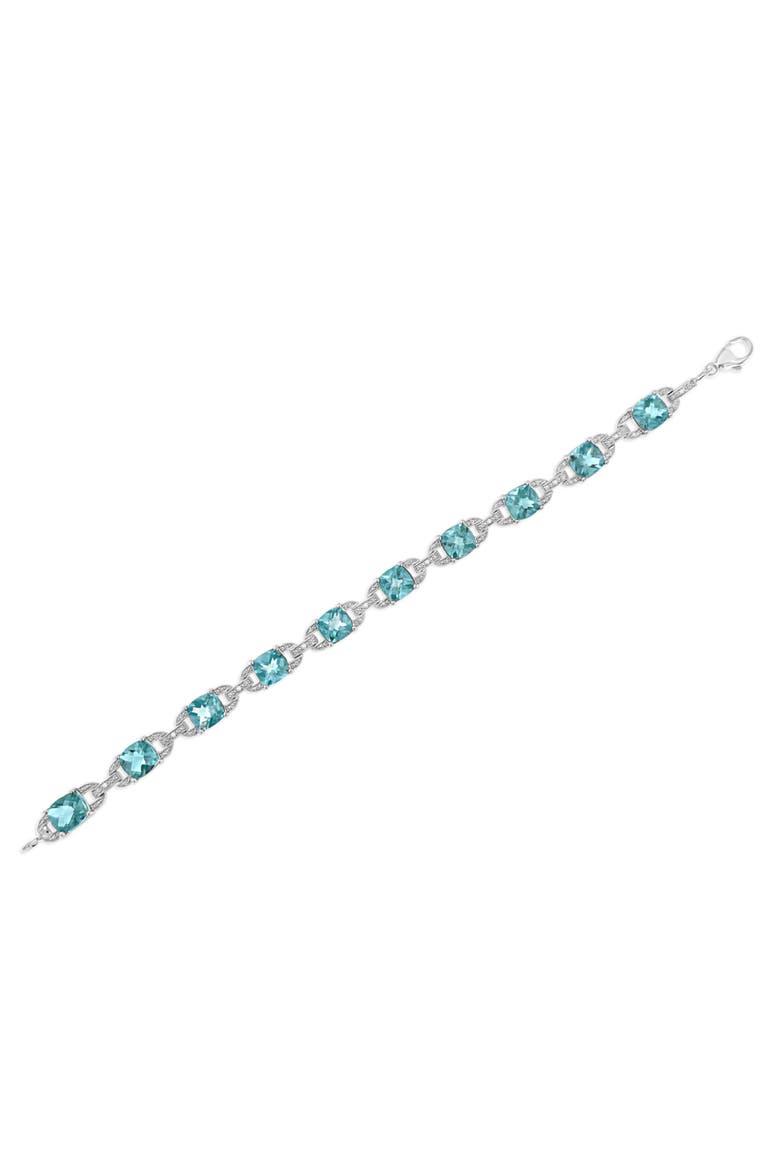 Silver 7x7 mm Cushion Cut Blue Topaz and Diamond Accent Tennis Bracelet, Alternate, color, Blue Topaz