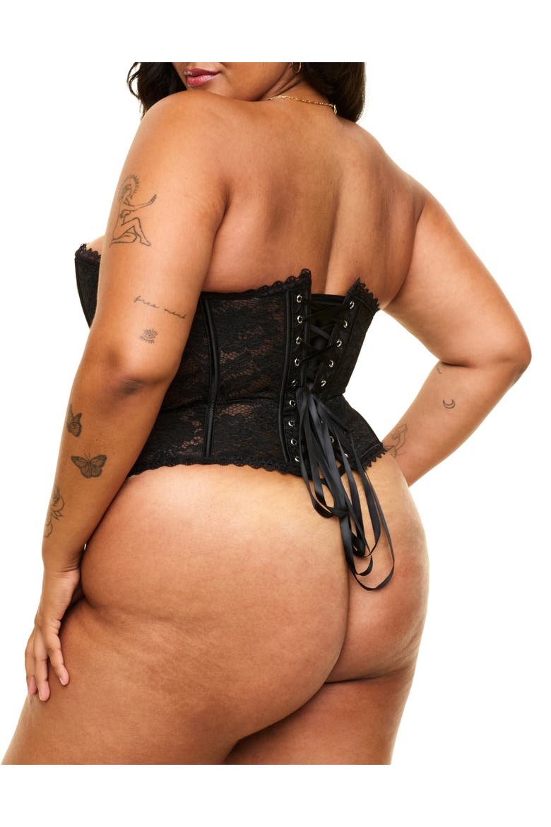 Hailey Lined Corset & G-string Set, Alternate, color, Black