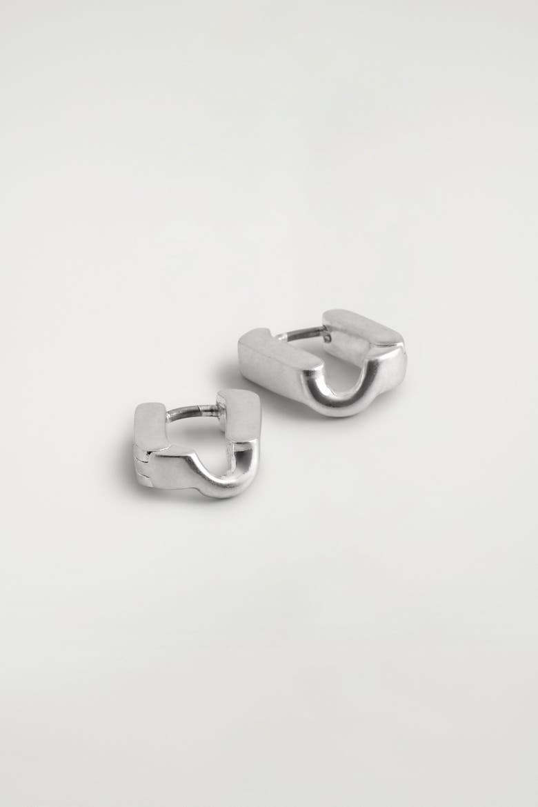 Link Hoop Earrings, Alternate, color, SILVER