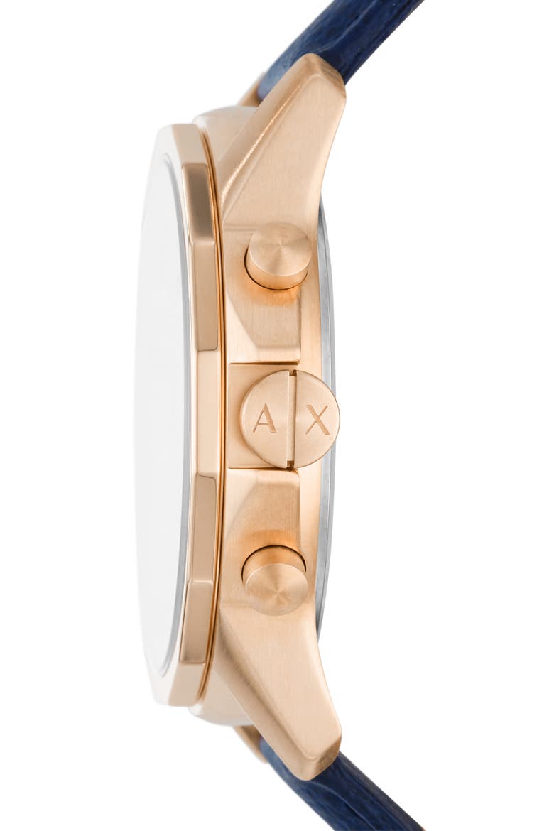 Chronograph Leather Strap Watch, 44mm, Alternate, color, ROSE GOLD