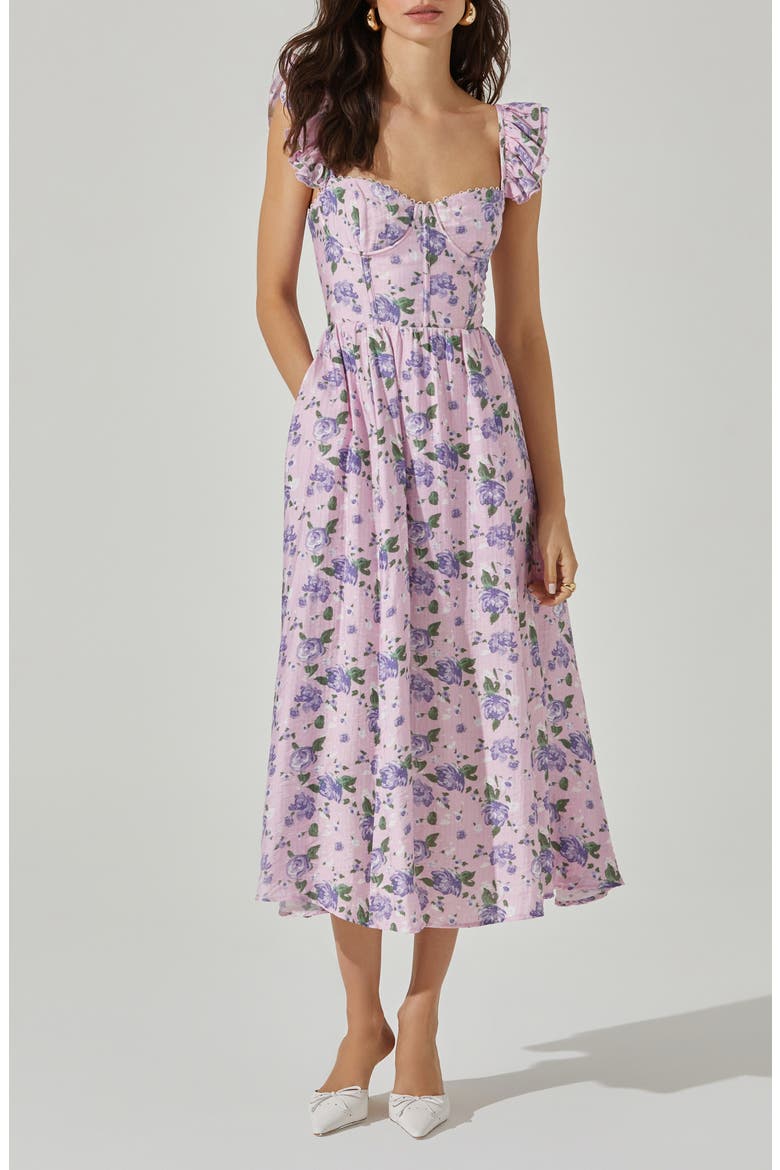 Wedelia Floral Print A-Line Dress, Main, color, PURPLE FLORAL