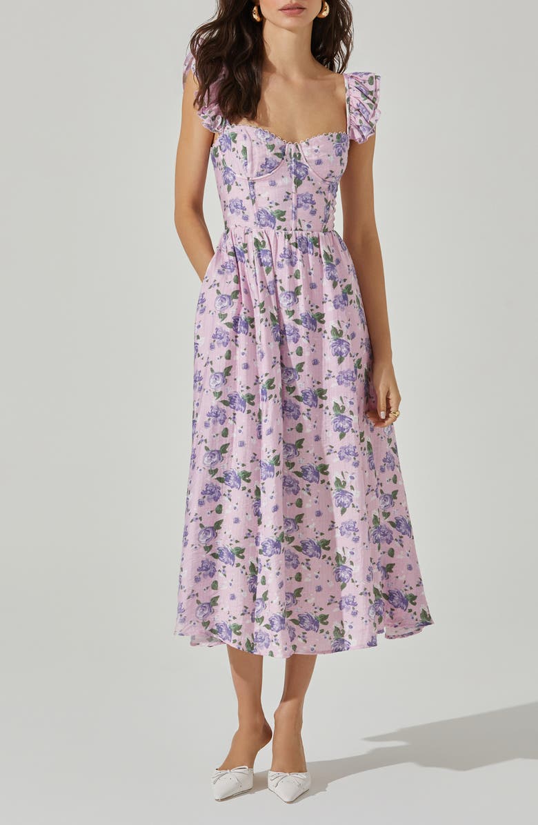 ASTR the Label Wedelia Floral Print A-Line Dress, Main, color,