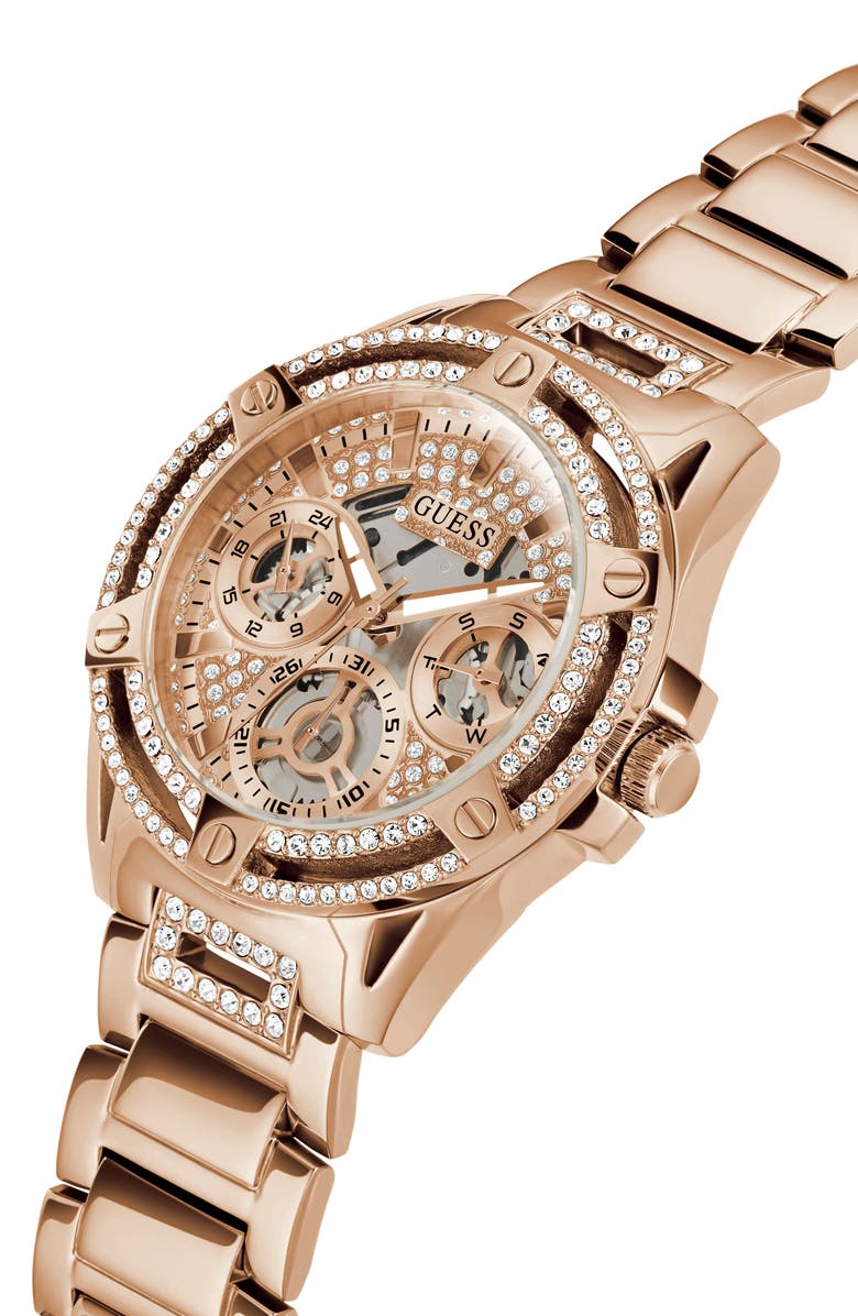 GUESS Multifunction Crystal Skeleton Bracelet Watch, 40mm, Alternate, color,
