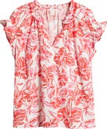 Caslon® Ruffle Cotton Gauze Top