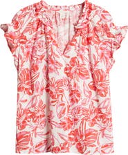 Caslon® Ruffle Cotton Gauze Top