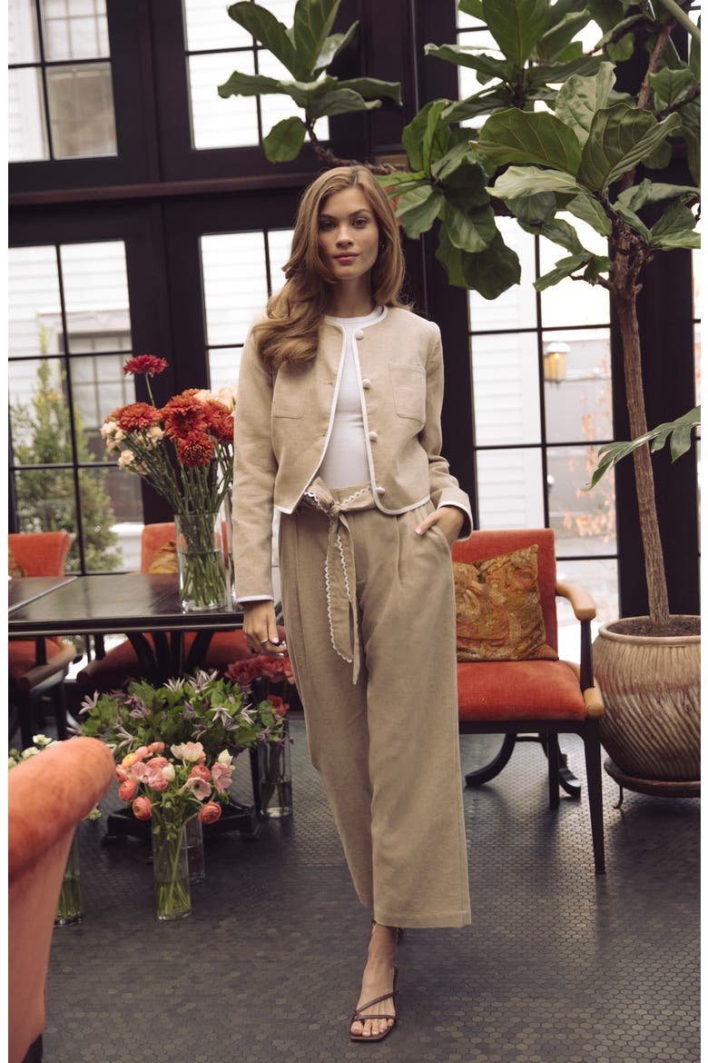 Contrast Trim Jacket, Alternate, color, TOFFEE