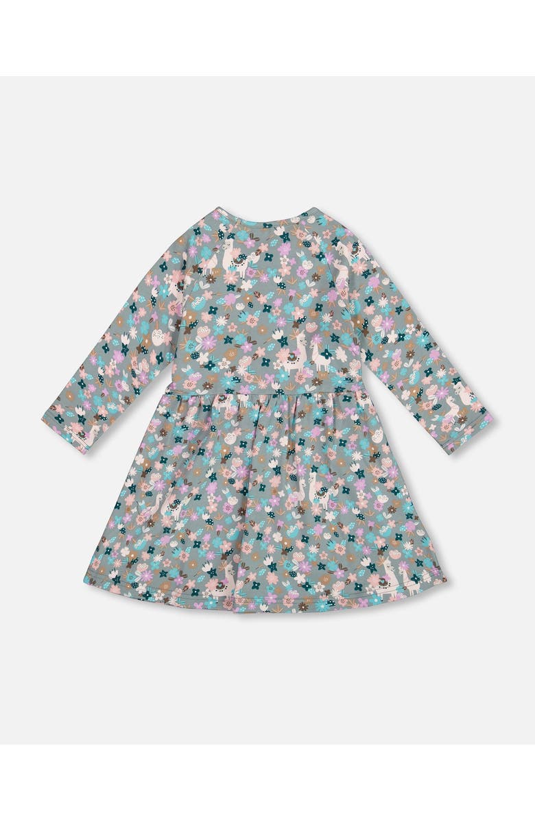 Deux par Deux Half Button Organic Cotton Dress Llama, Alternate, color, Blue
