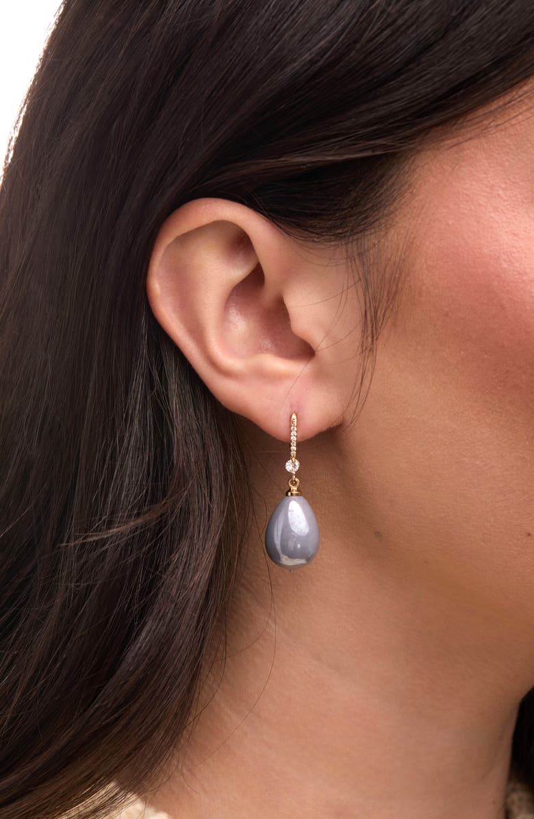 SAACHI Faux Pearl Crystal Dangle Earrings, Alternate, color, Blue