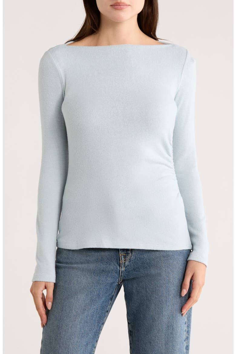 Boat Neck Brushed Knit Top, Main, color, BLUE