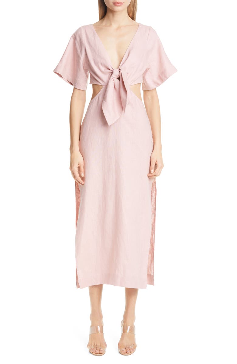 Cult Gaia Maya Open Back Linen Dress, Main, color, 