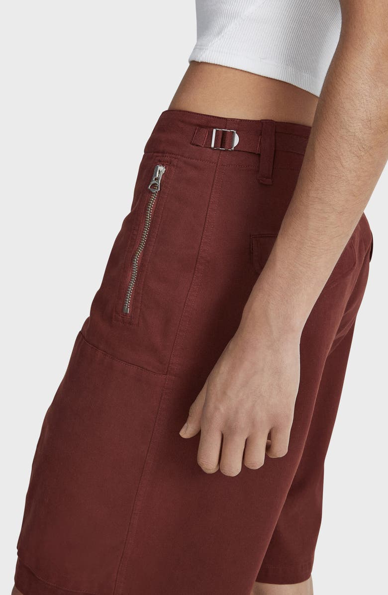 rag & bone Kai Cotton Twill Shorts, Alternate, color, Mahogany