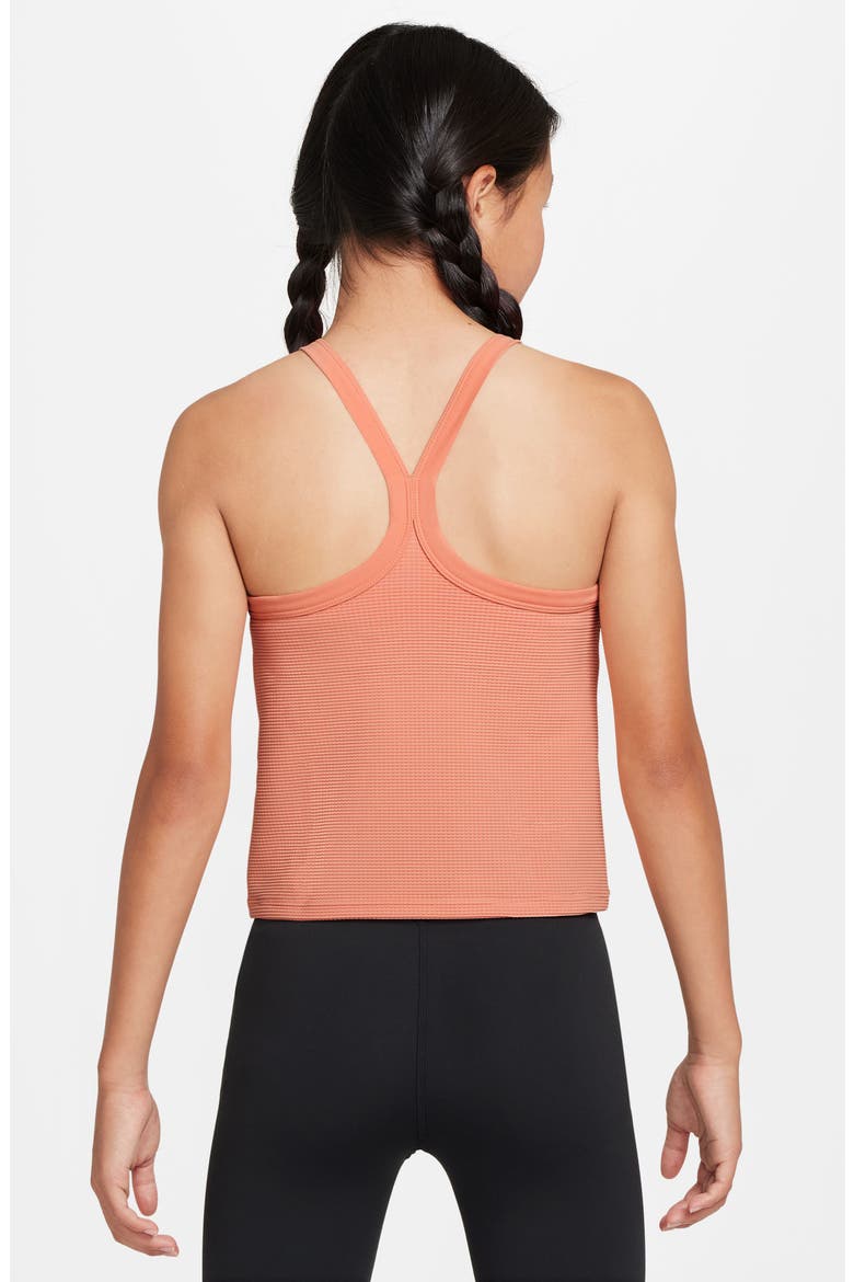 Kids' Dri-FIT High Neck Racerback Tank, Alternate, color, APRICOT AGATE/ WHITE