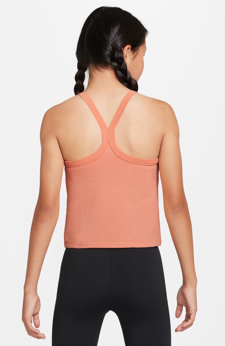 Nike Kids' Dri-FIT High Neck Racerback Tank, Alternate, color, Apricot Agate/ White
