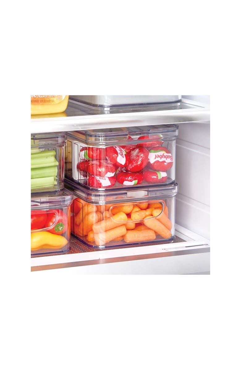 iDesign Stackable Fridge Organizer Bins with Lids - Set of 6 - Clear, Alternate, color, Clear