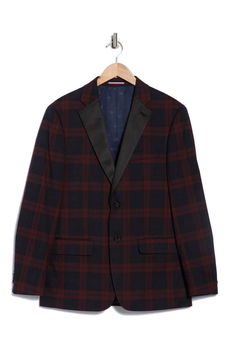 Plaid Two-Button Sport Coat, Alternate, color, BURGUNDY
