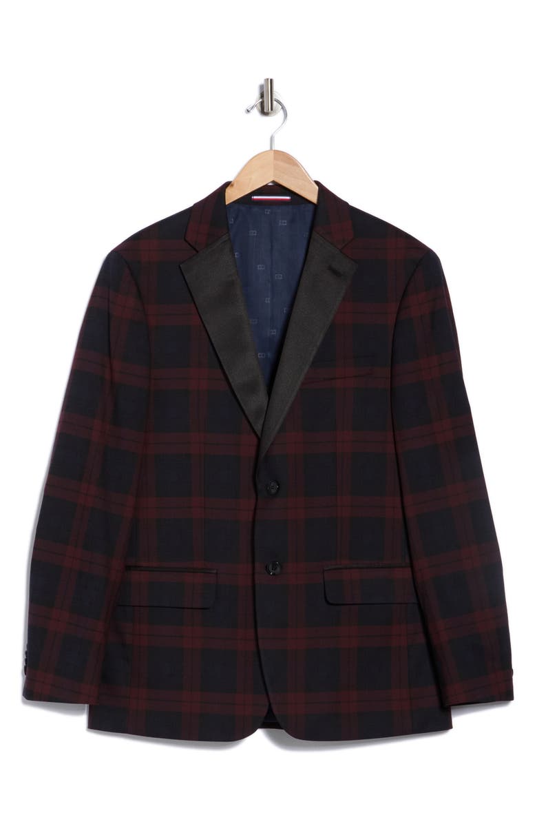 Tommy Hilfiger Plaid Two-Button Sport Coat, Alternate, color, Burgundy