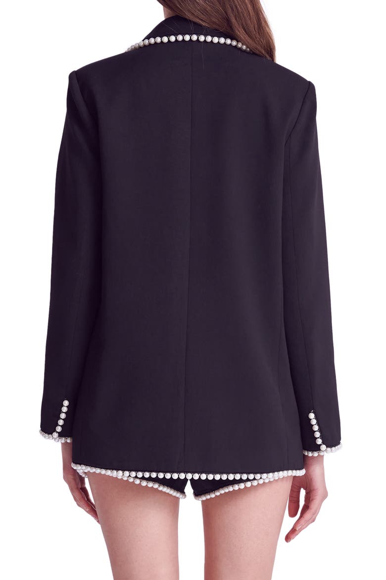Premium Imitation Pearl Trim Blazer, Alternate, color, BLACK