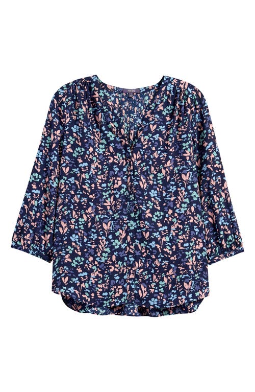 NYDJ Pintuck Blouse in Blubonnet Trail 