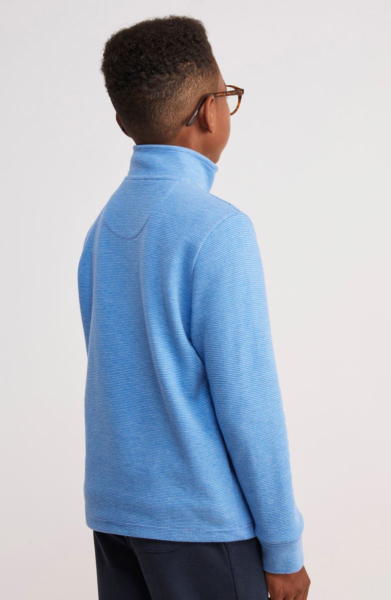 vineyard vines Kids' Saltwater Stripe Quarter Zip Sweatshirt, Alternate, color, Hull Blue