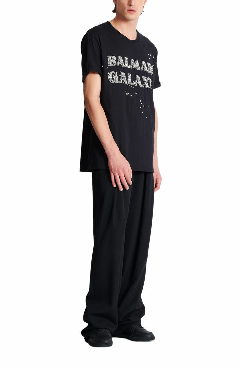 Balmain Embroidered Balmain Galaxy T-Shirt, Alternate, color, Silver